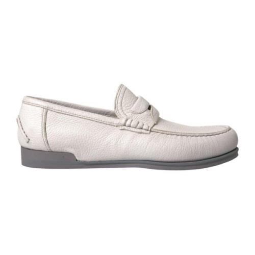 Hvit Grå Skinn Slip-On Loafers