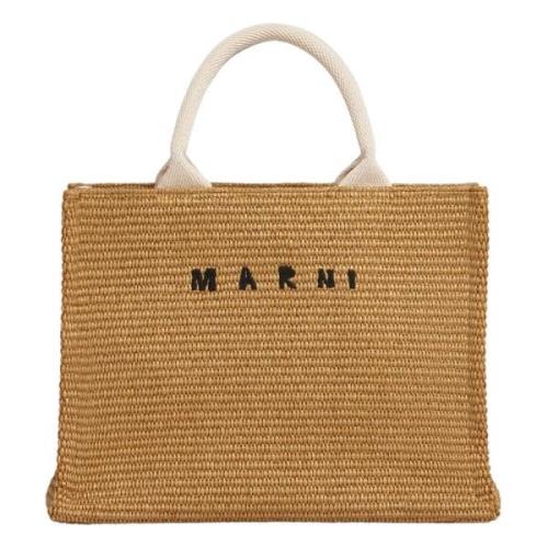 Liten tote i naturfarget raffia-effekt stoff