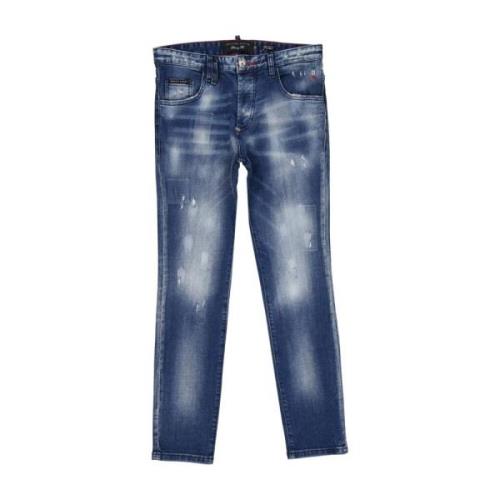 Blå Jeans Ss22 med Ødelagt Effekt