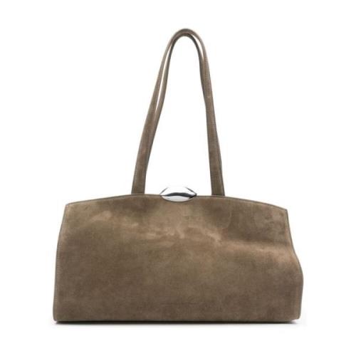 Khaki Kalveskinn Tote Bag