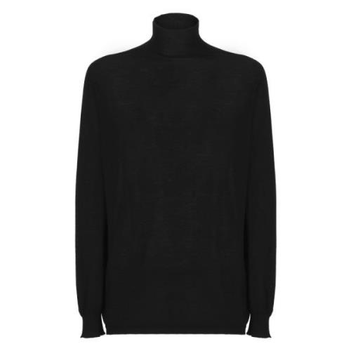 Svart Ull Turtleneck Genser