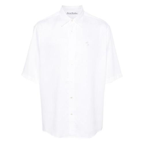 Hvit Stripete Button-Up Skjorte