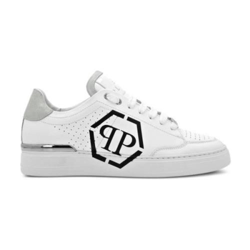 Hvite Hexagon Sneakers med Perforerte Detaljer