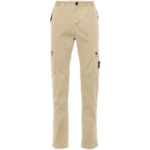 Beige Cargo Bukser Twill Stoff