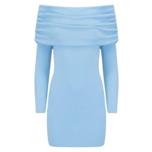 Arctic Blue Off-Shoulder Mini Kjole