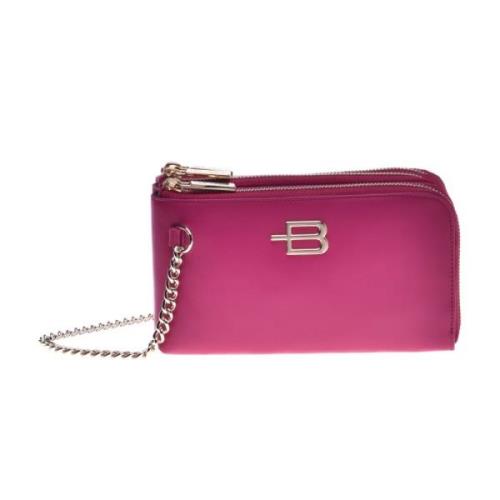 Wallet in fuchsia black calfskin