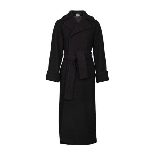 Elegant Wool Coat Long Svart