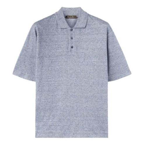 Blå Oversized Poloskjorte Bomull Tee