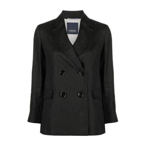 Sort Lin Dobbeltradet Blazer