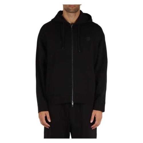 Bomull Zip Hoodie med Front Logo Patch