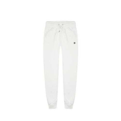 Hvite Sweatpants med Sporty Ribbet Midje