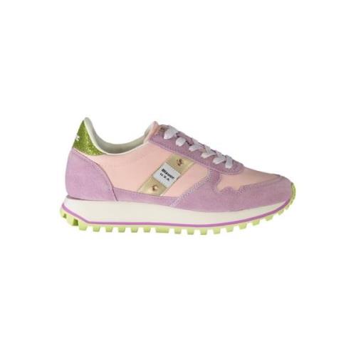 Rosa Polyester Sneaker med Kontrastdetaljer