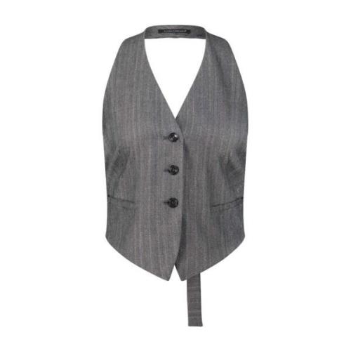 Glitter Ryggløs Vest i Pinstripe Stil