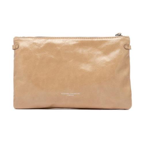 Beige Skinn Hermy Clutch Veske