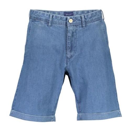 Lys Blå Bomull Denim Shorts for Menn