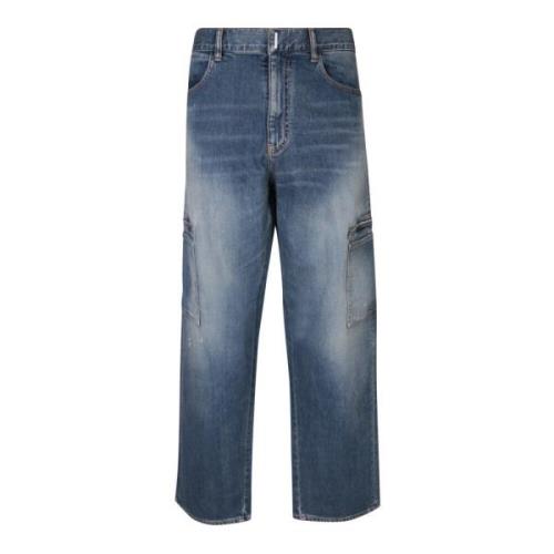 Blå Cargo Stil Bomull Jeans