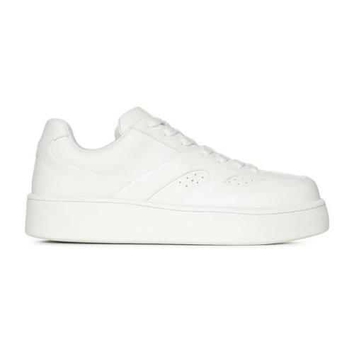 Hvite Lave Skinn Sneakers