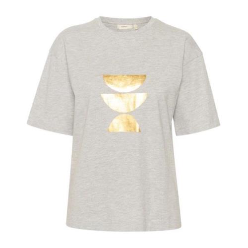 Metallic Print T-Shirt Granite Melange