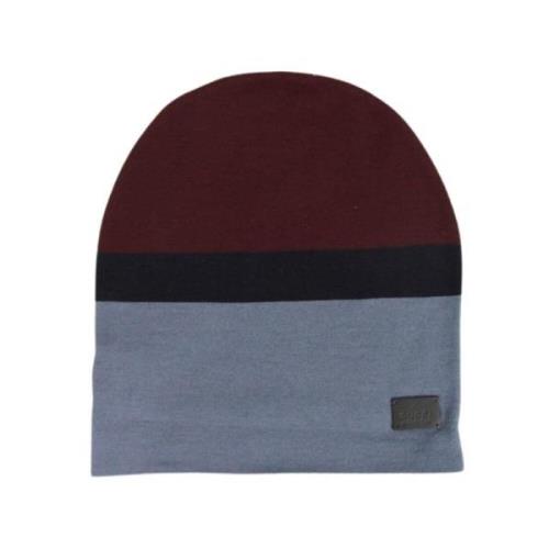 Unisex Burgunder Blå Ull Beanie Medium Strikket Lue