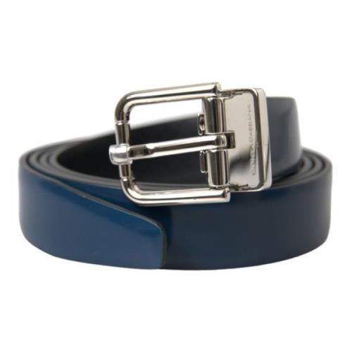 Navy Blue Skinn Metall Spenne Belte