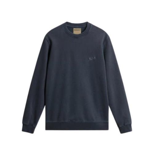 Blå Crewneck Melton for Menn