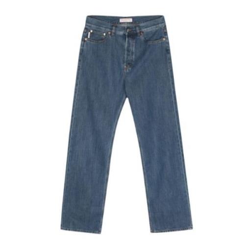 Blå Denim Jeans Rett Ben