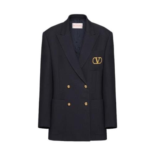 Marineblå Ull Blazer med VLogo