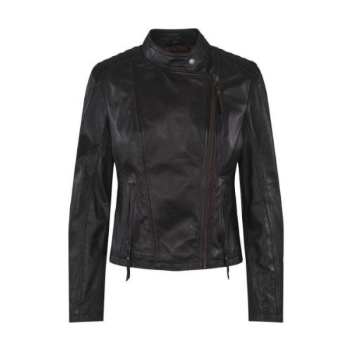 Brun Haust Collection Brown Biker Leather Jacket Yttertøy