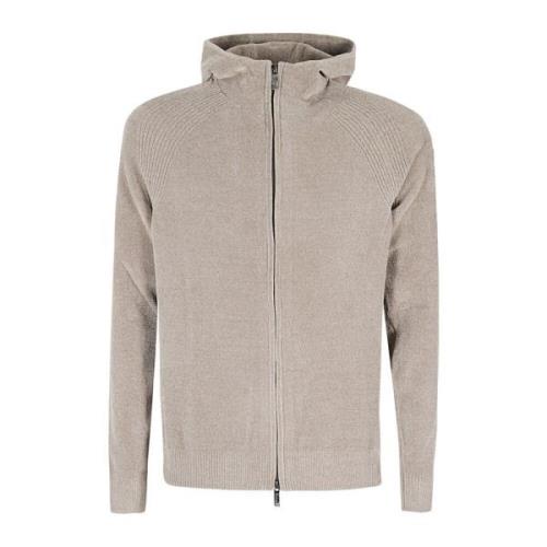 Velvet Hood Zip Strikkegenser