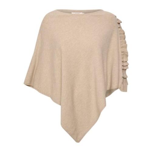 Oversized Poncho med Ruffle Detalj