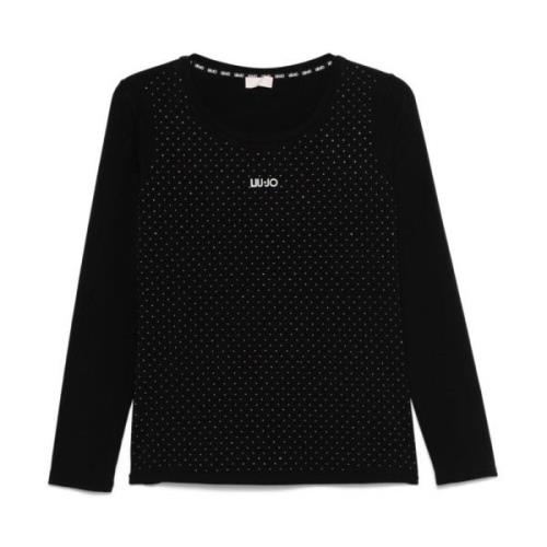 Stud Embellished Svart Jersey Topp