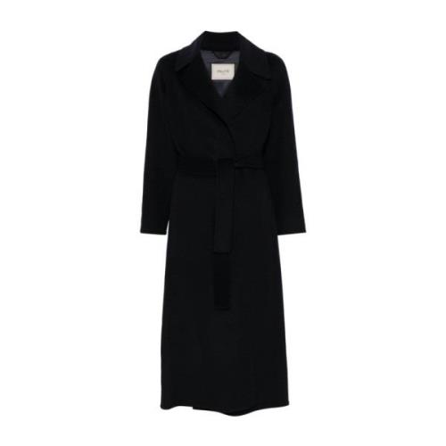 Midnight Blue Wool Blend Belted Coat