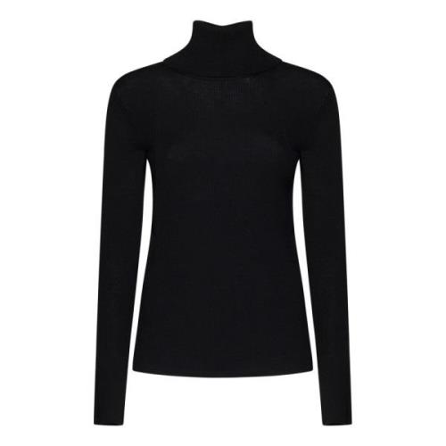 Sort Ribbestrikket Turtleneck Genser