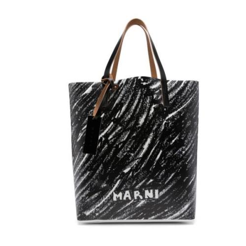 Svart Tote Bag med Logo Print