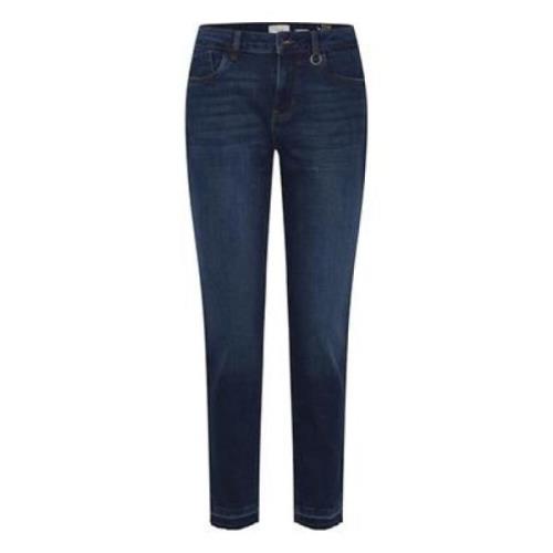 Mørk Denim Curved Skinny Jeans