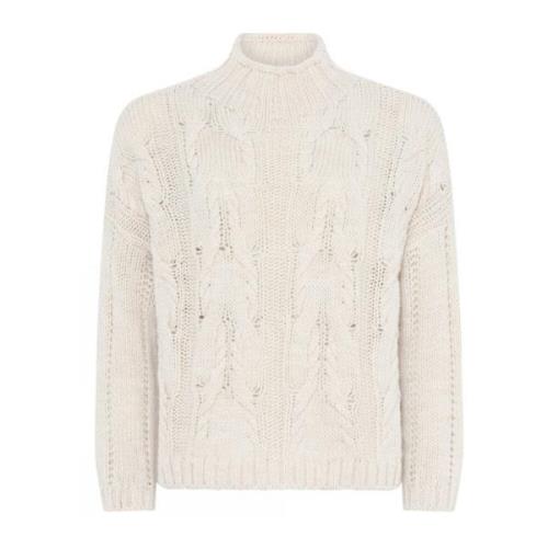 Turtle Neck Cable Strikket Genser Krem