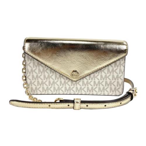 Pale Gold Flap Clutch Crossbody Veske