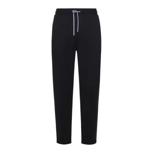 Sorte Sweatpants Elastisk Midje Rett Ben