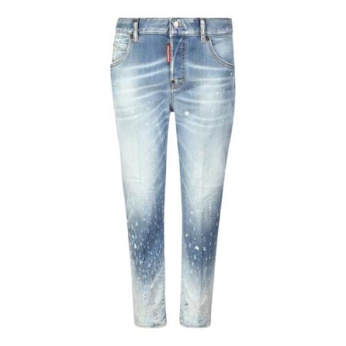 Blå Distressed Skinny Skinnbukser