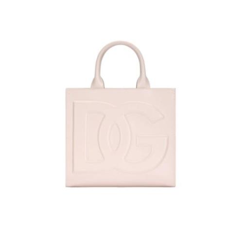 Rosa Skinn Tote Bag med DG Logo