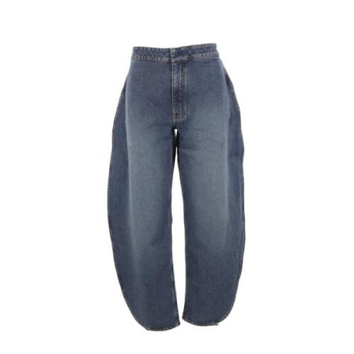 Stone Washed Denim Jeans med Unikt Design