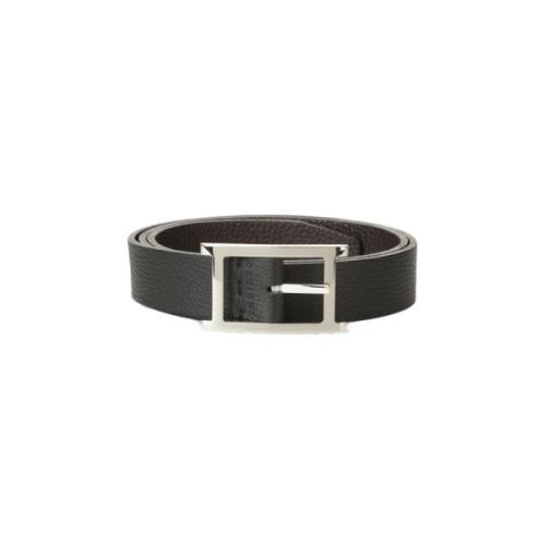 Svart Reversibelt Skinnbelte for Menn