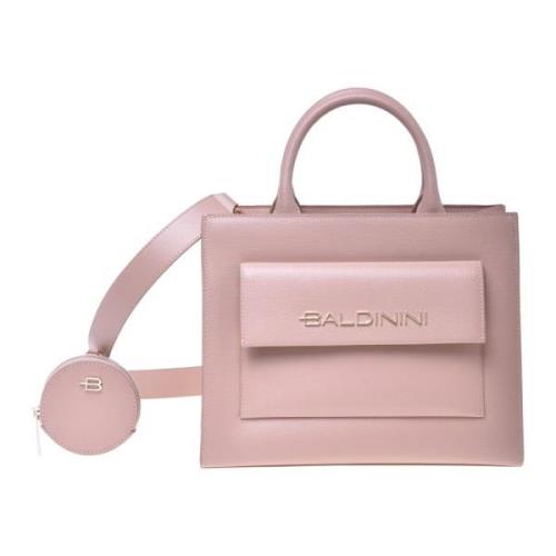 Handbag with purse in nude saffiano leather