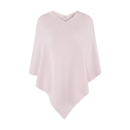 Rosa Cashmere Kabel Poncho Strikket