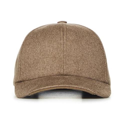 Beige Cashmere Baseball Cap med Logo