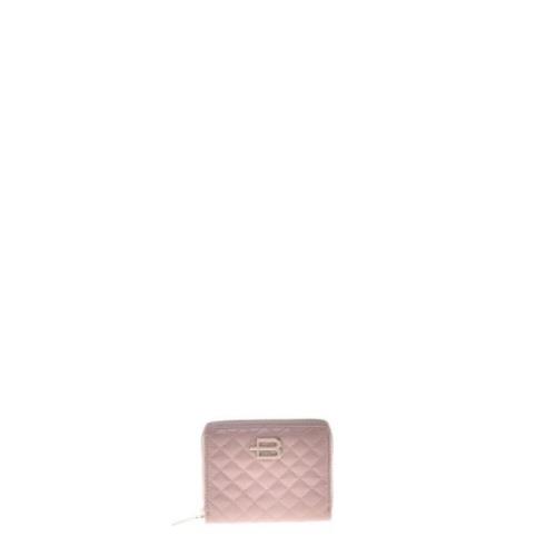 Wallet with zip in nude quilted leather