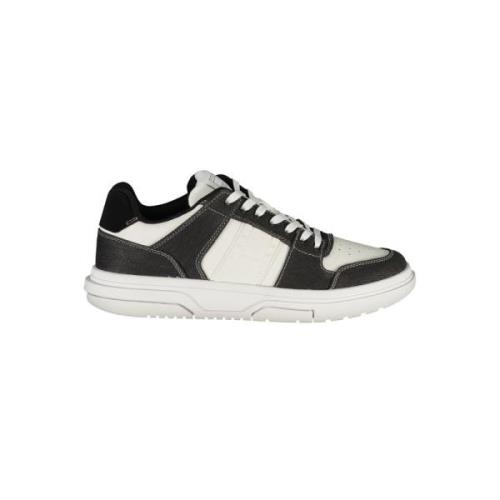 Svart Polyester Sneaker med Lisser, Kontrastdetaljer, Logo