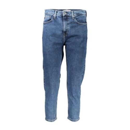 Blå Brodert Bomull Slim Fit Jeans