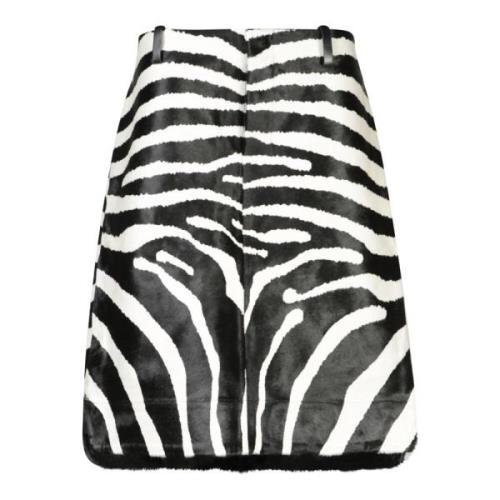 Zebra Print Svart Skinn Skjørt