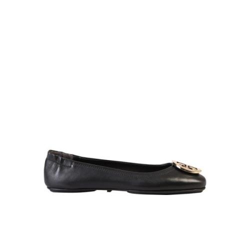 Sorte Skinn Ballerina Flats